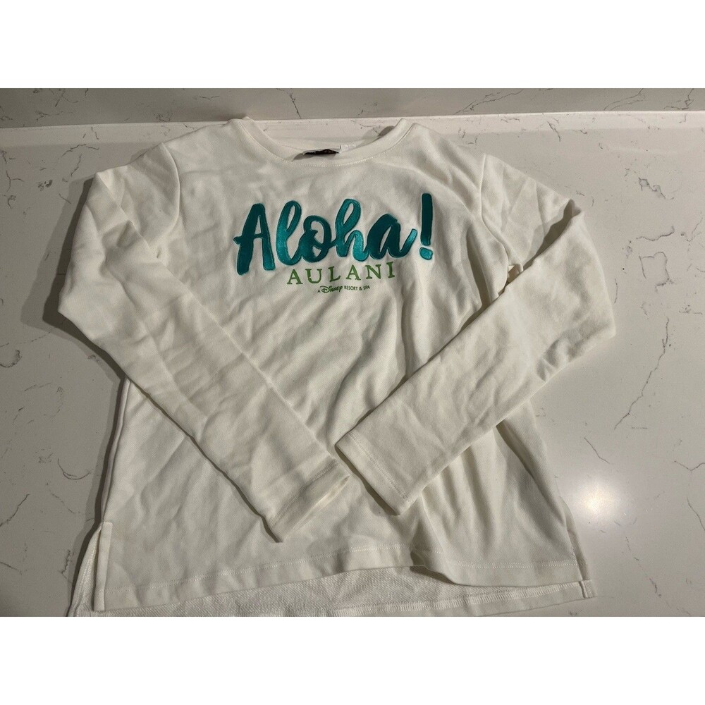 Disney Aulani ALOHA Sweatshirt Size S Women’s Hawaii Oahu White Embroidered